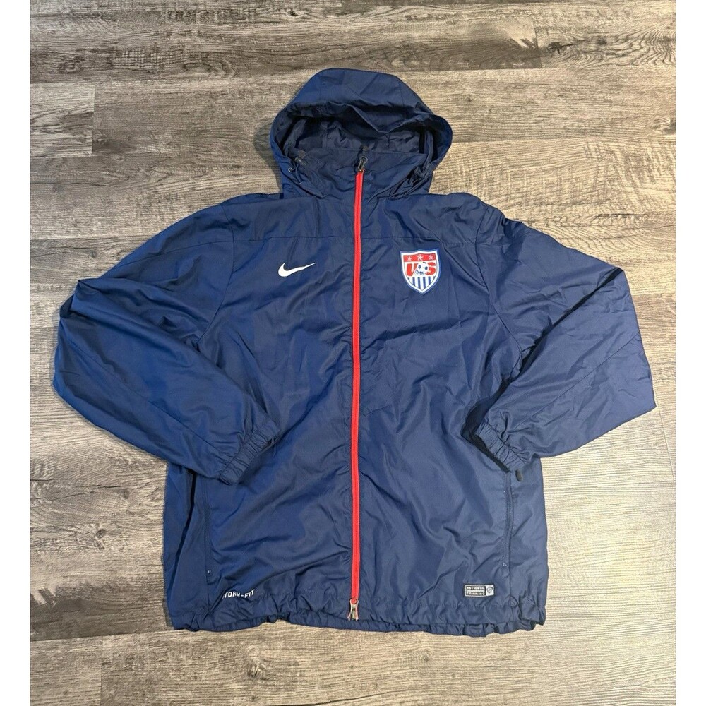Nike USMNT Soccer Storm-Fit Rain Jacket Navy Blue Red Mens Size Large